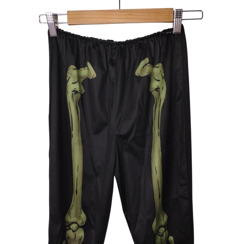 Women Black Skeleton Bone Print Leggings Spooky Halloween Goth Slim M - Picture 3 of 9